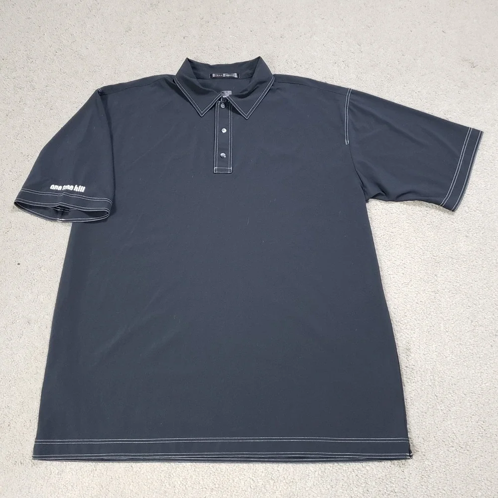 Nike Tiger Woods Polo Shirt Men XL Black One Tree Hill Show Crew VTG Golf Casual